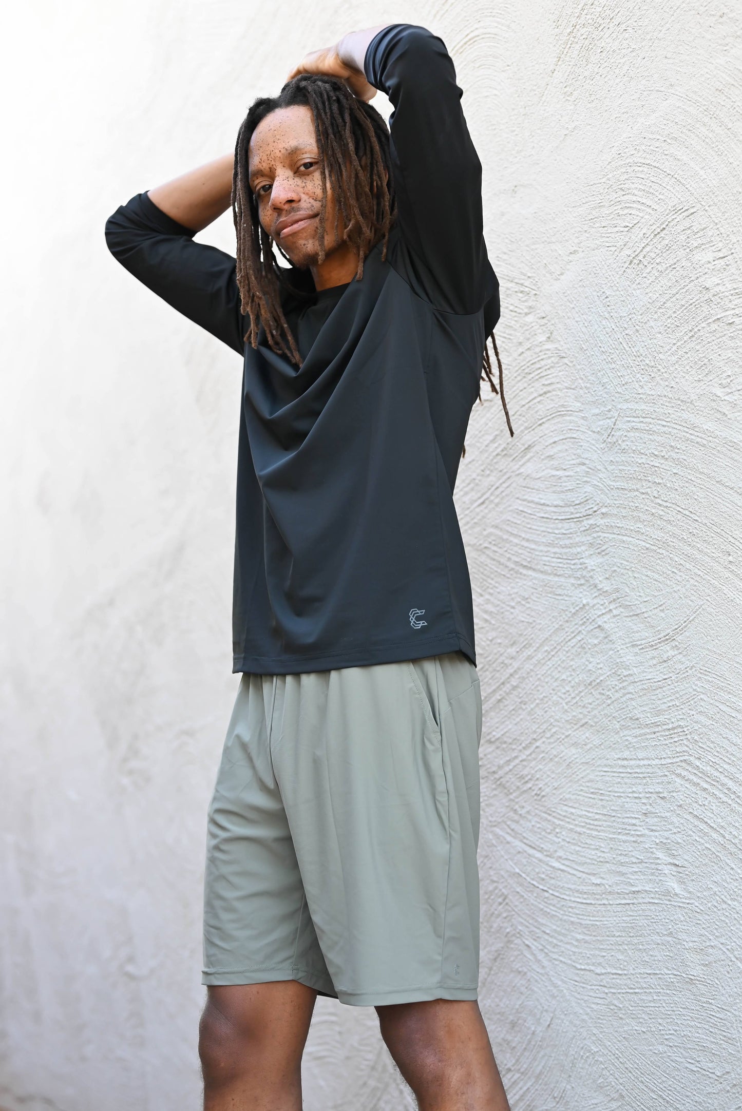 Men's black long sleeve UPF 50+ top