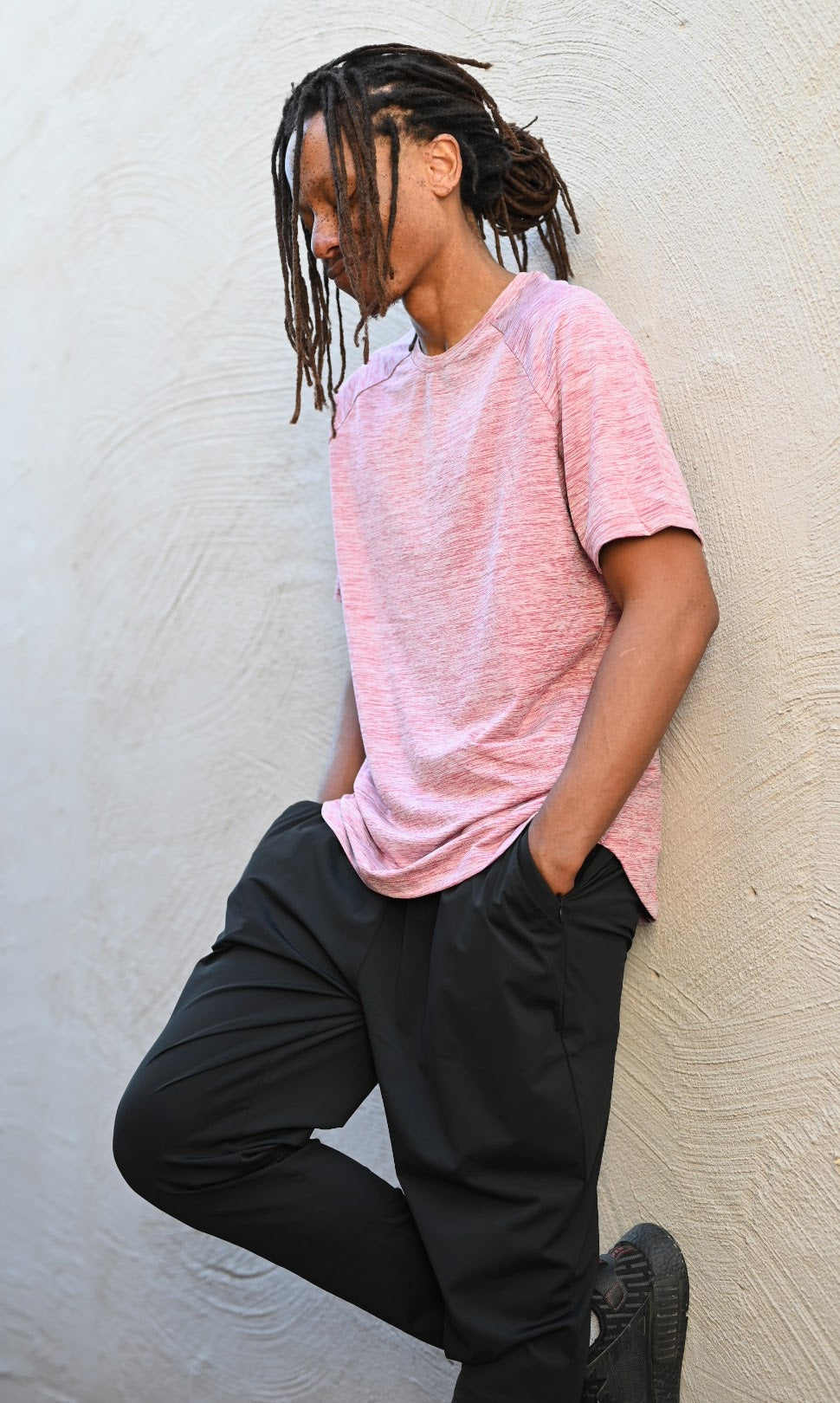 Short sleeve heathered red UPF 50+ mens top
