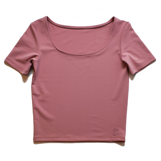 Rosa Rose Reversible High Neck and Scoop Neck UPF 50+ Women's Short Sleeve Versatile Sun Protective Top