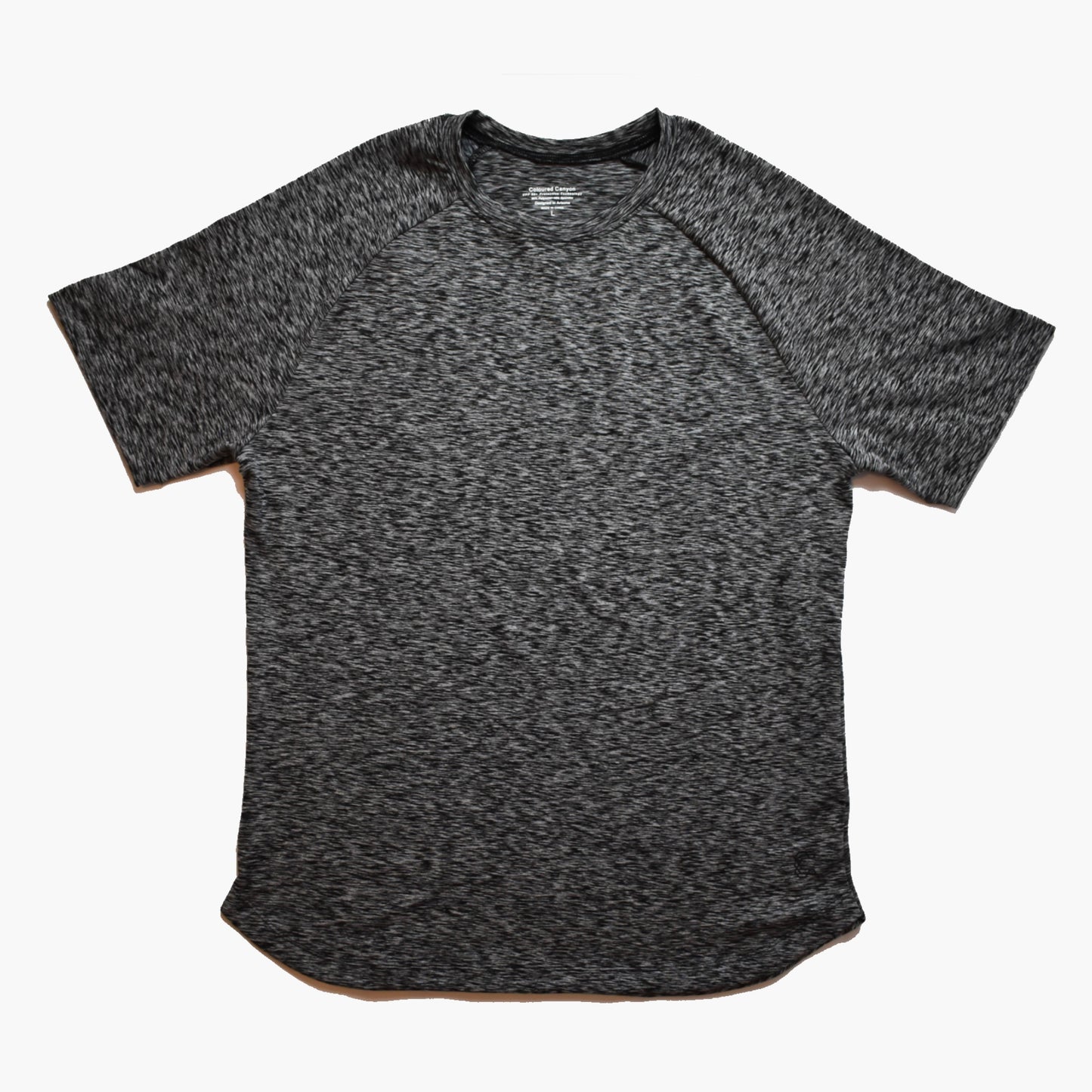 Short sleeve heathered black UPF 50+ mens top