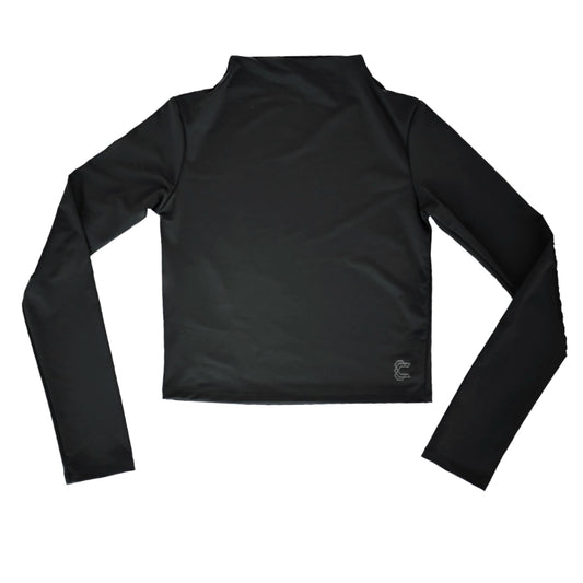 Black Women's long sleeve mock neck UPF 50+ sun protective top